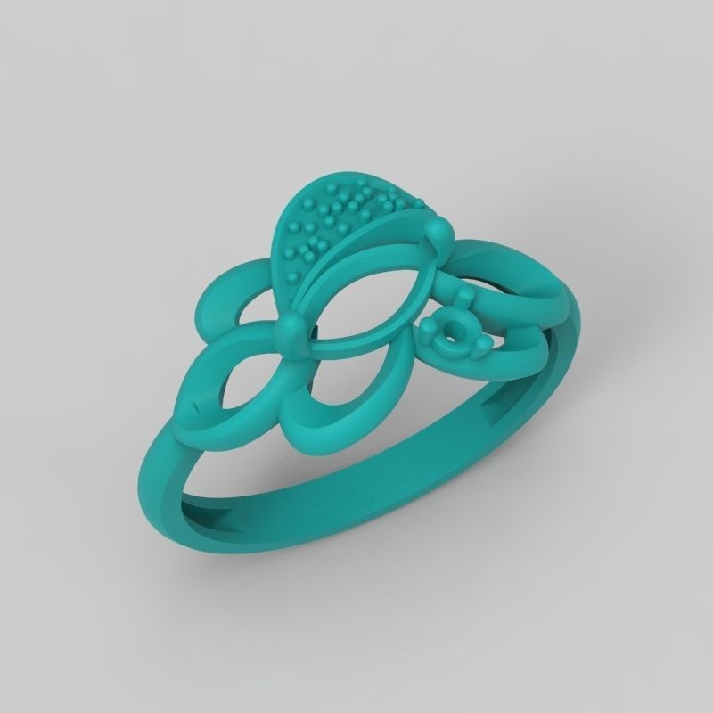 Women Ring with gem and diamonds 3dm stl 3D print model 3D print model_17