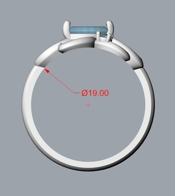 Women Ring with gem and diamonds 3dm stl 3D print model 3D print model_21