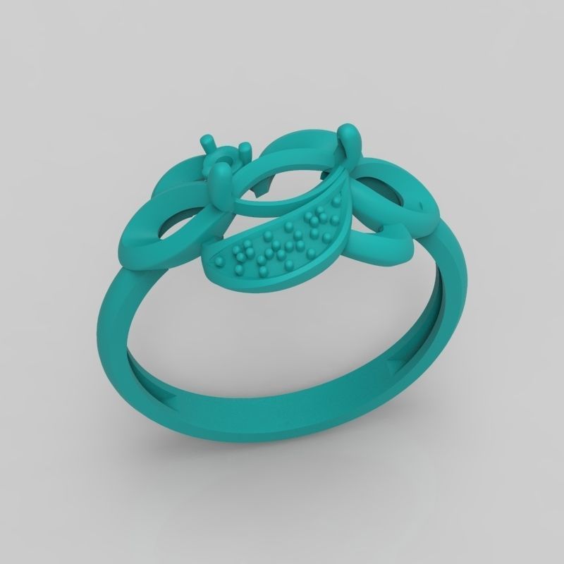 Women Ring with gem and diamonds 3dm stl 3D print model 3D print model_19