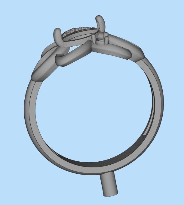 Women Ring with gem and diamonds 3dm stl 3D print model 3D print model_28