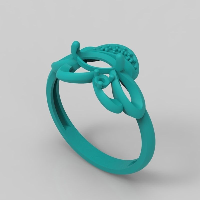 Women Ring with gem and diamonds 3dm stl 3D print model 3D print model_18