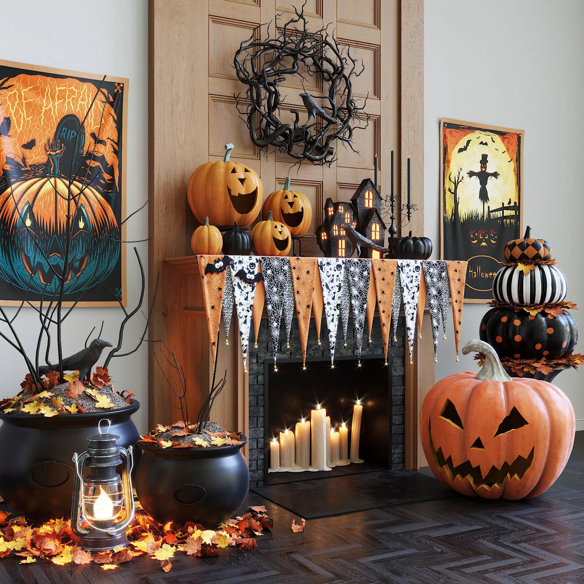 Halloween decor set 3D model_0