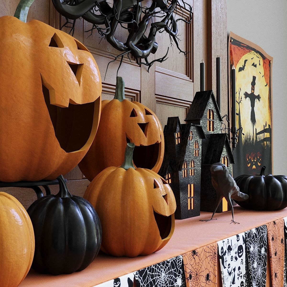Halloween decor set 3D model_5