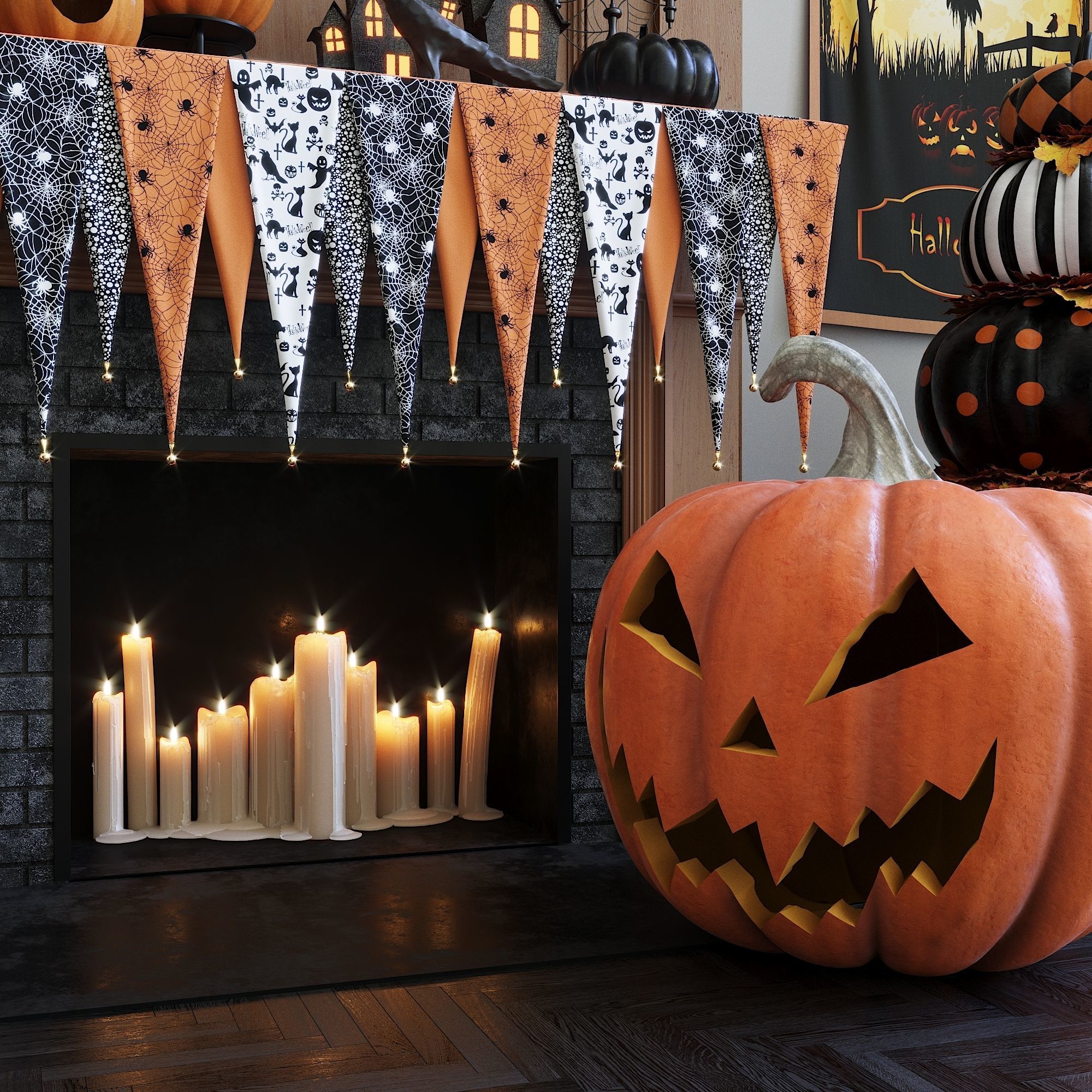 Halloween decor set 3D model_3