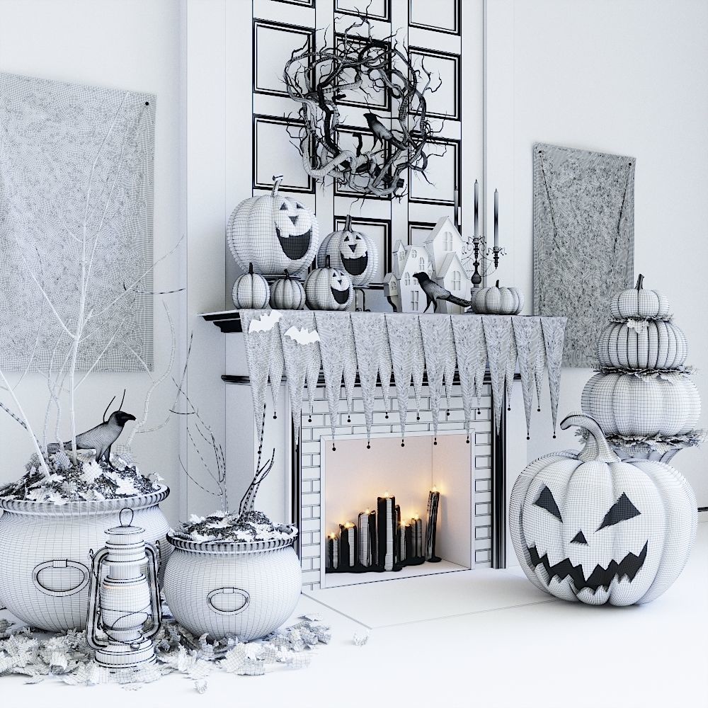 Halloween decor set 3D model_8