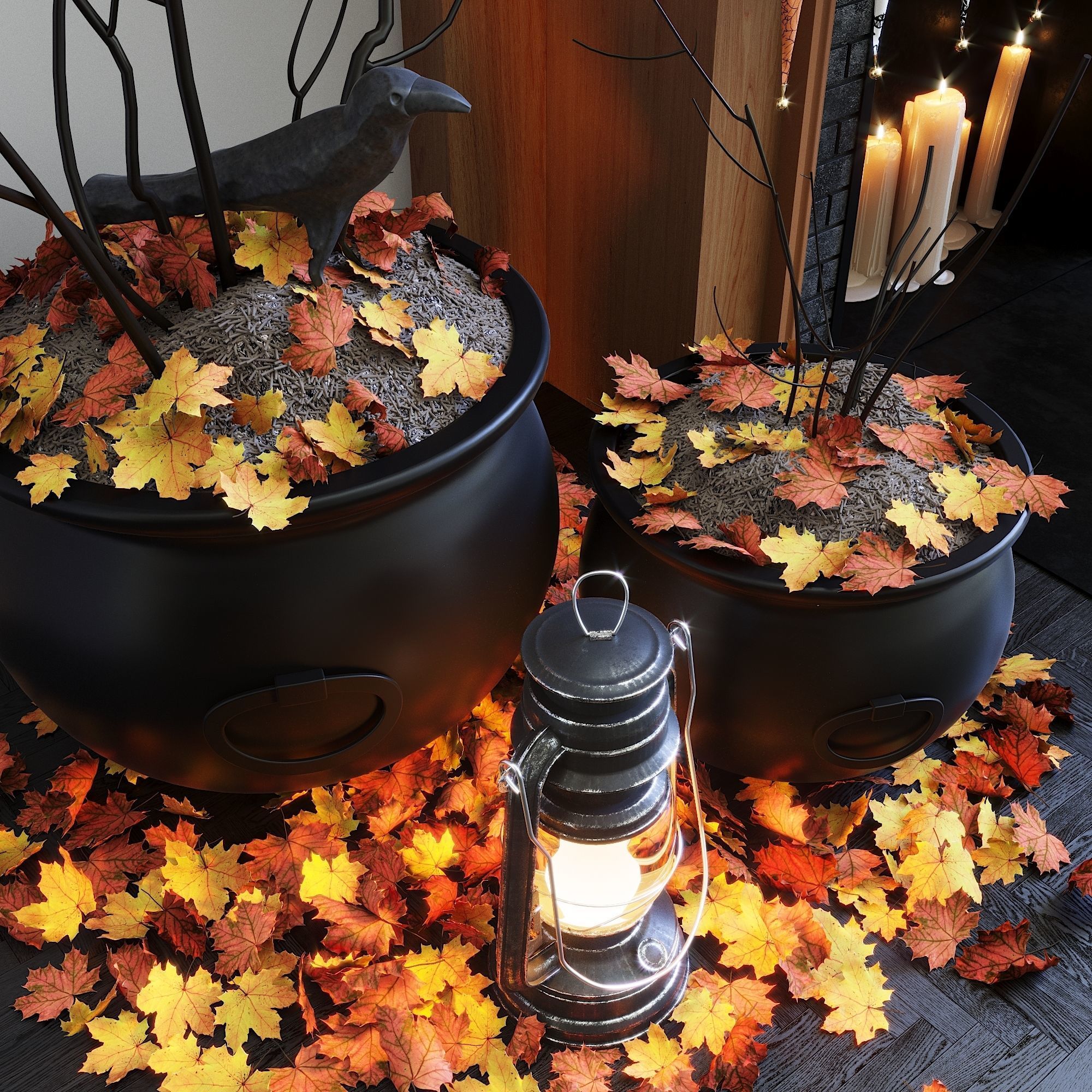 Halloween decor set 3D model_2