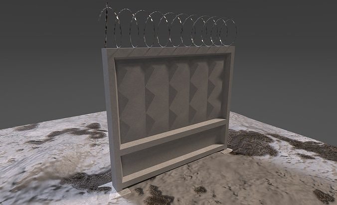 Soviet Concrete Fence Low-poly 3D model