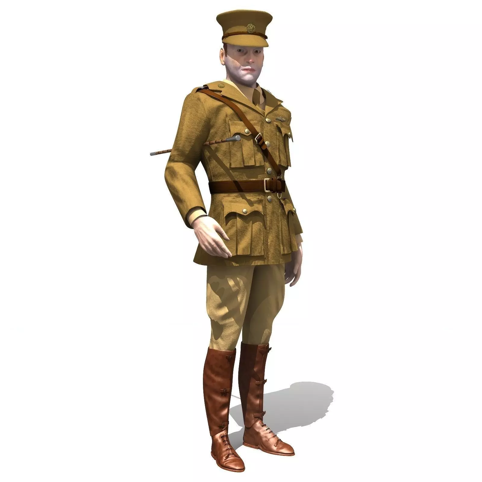 Aviator WWI British Pilot - Low poly - rigged - animated 3D model