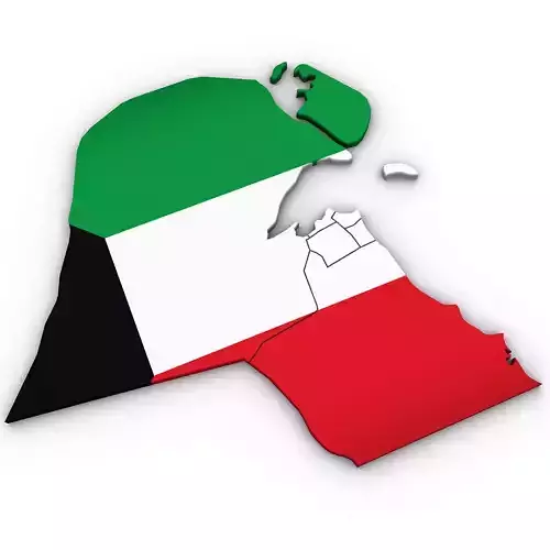 3d Political Map of Kuwait 