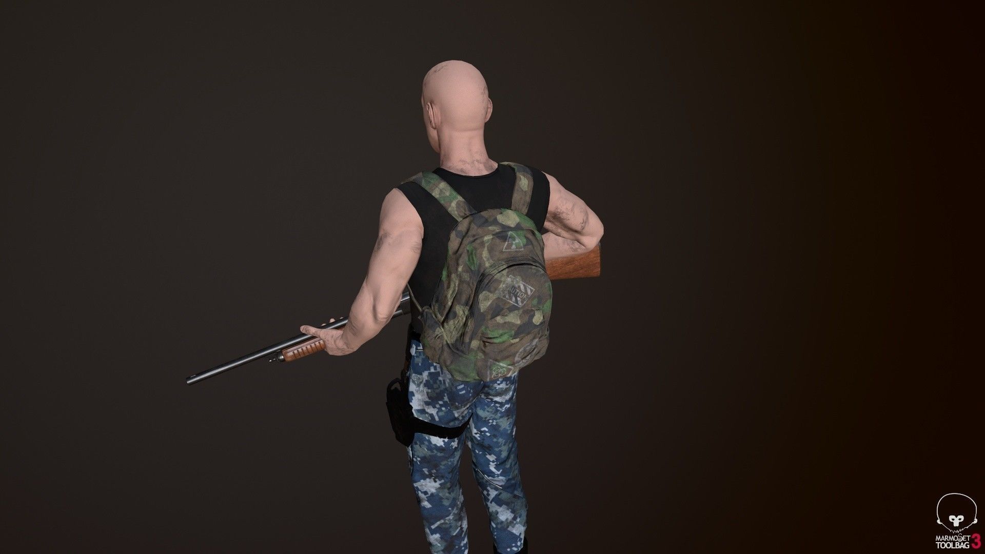 Survivor Man Low-poly 3D model_6
