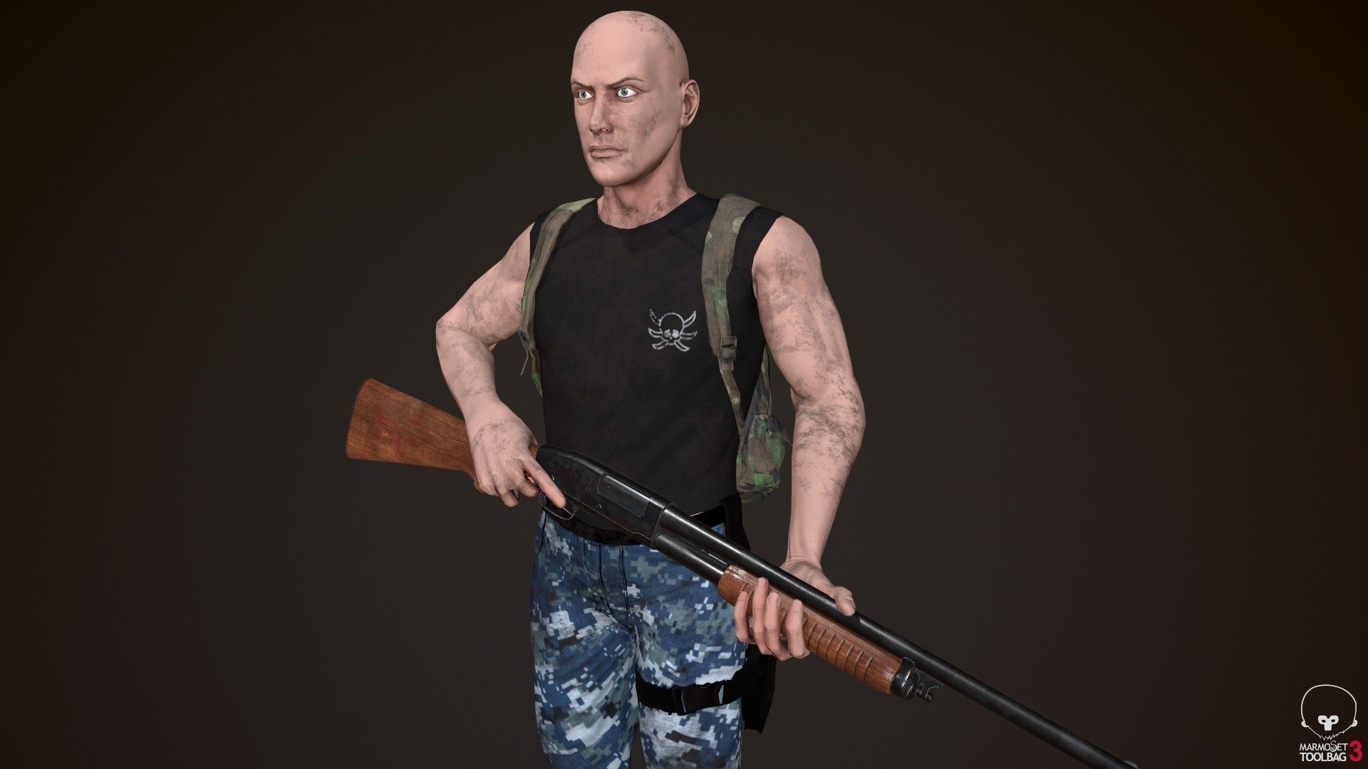 Survivor Man Low-poly 3D model_5