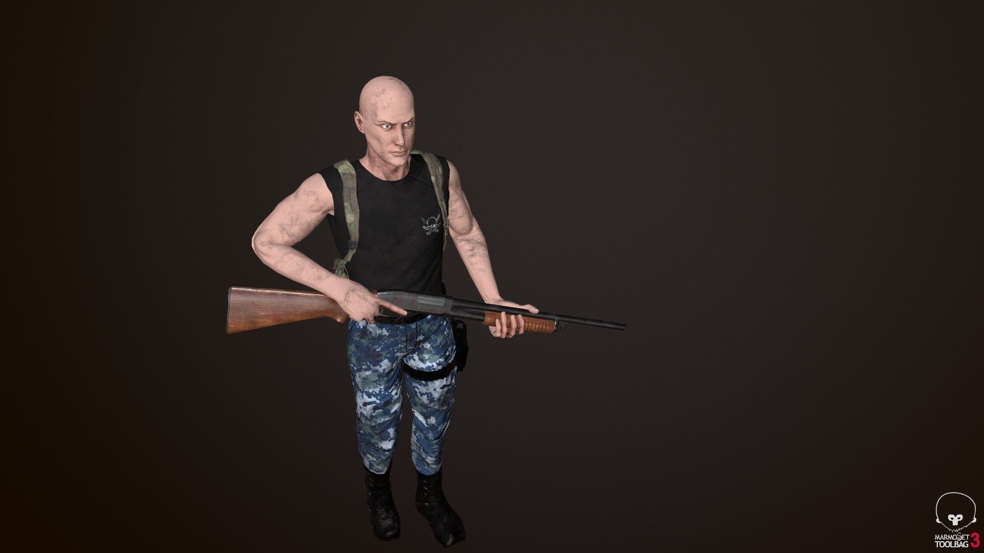 Survivor Man Low-poly 3D model_4