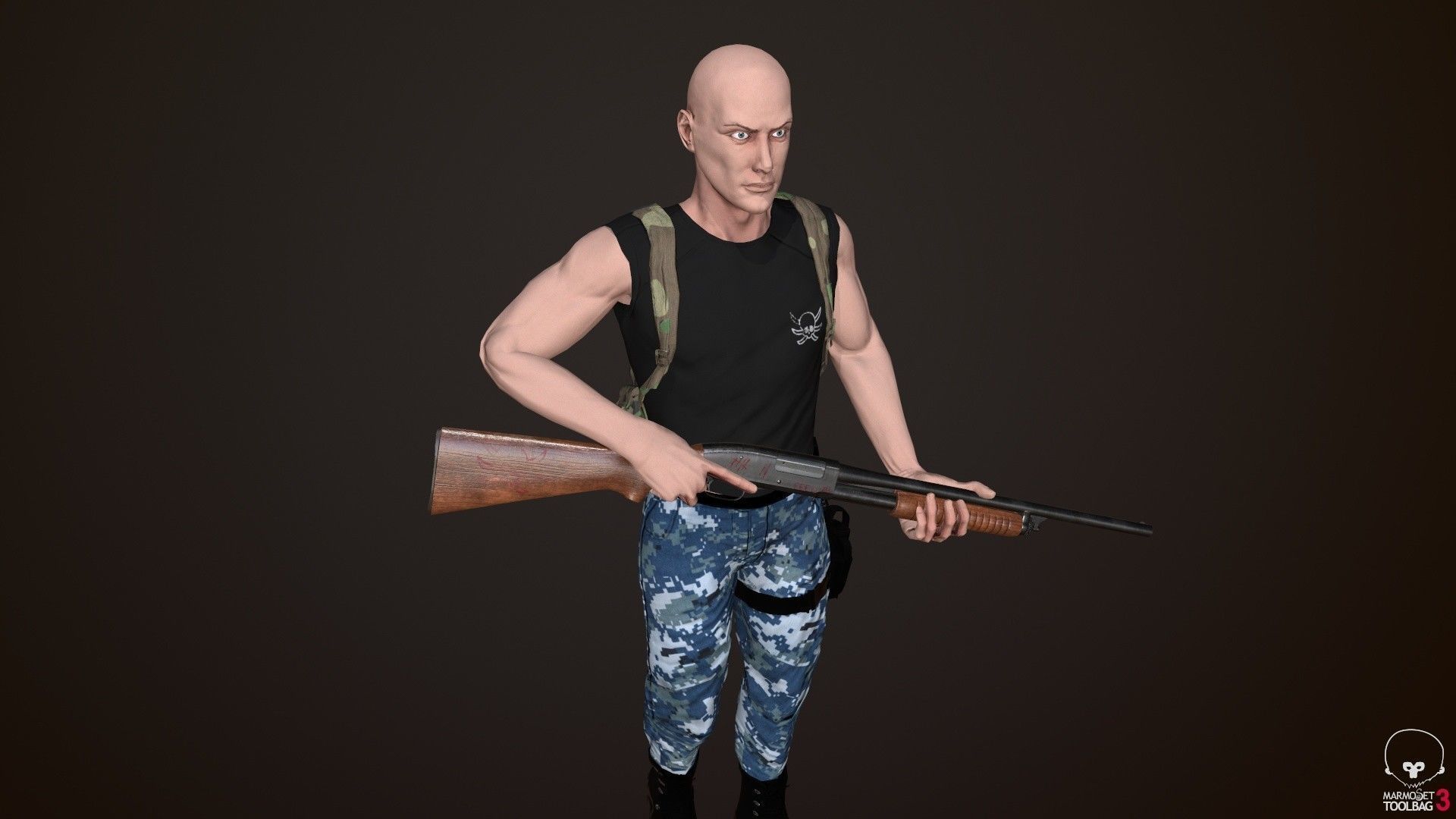 Survivor Man Low-poly 3D model_1