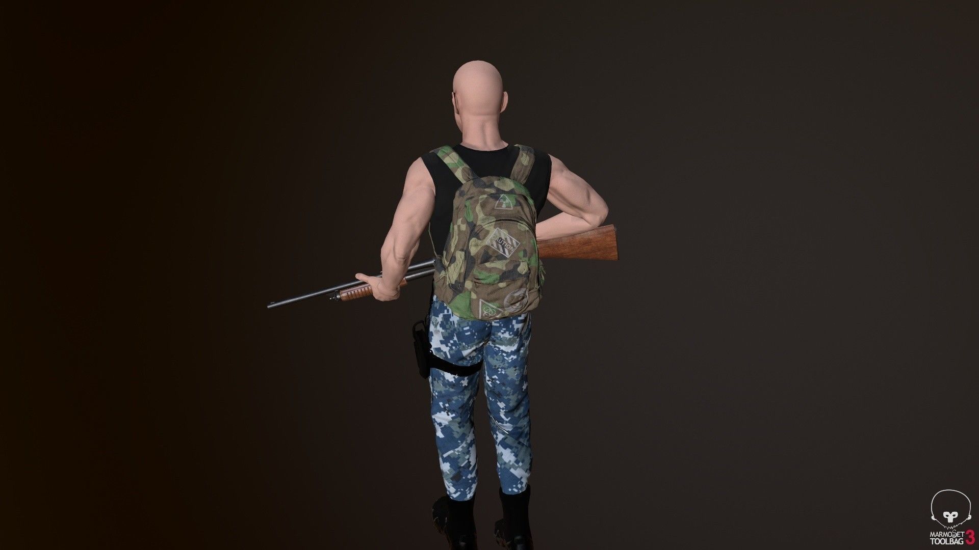 Survivor Man Low-poly 3D model_2