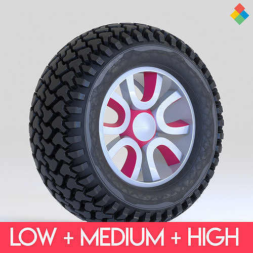 Offroad Tire Wheel Design Rim3 Low-poly 3D model