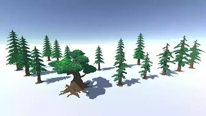 Full Packed Tree Voxel Low-poly 3D model