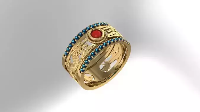 Men ring 3D dragon