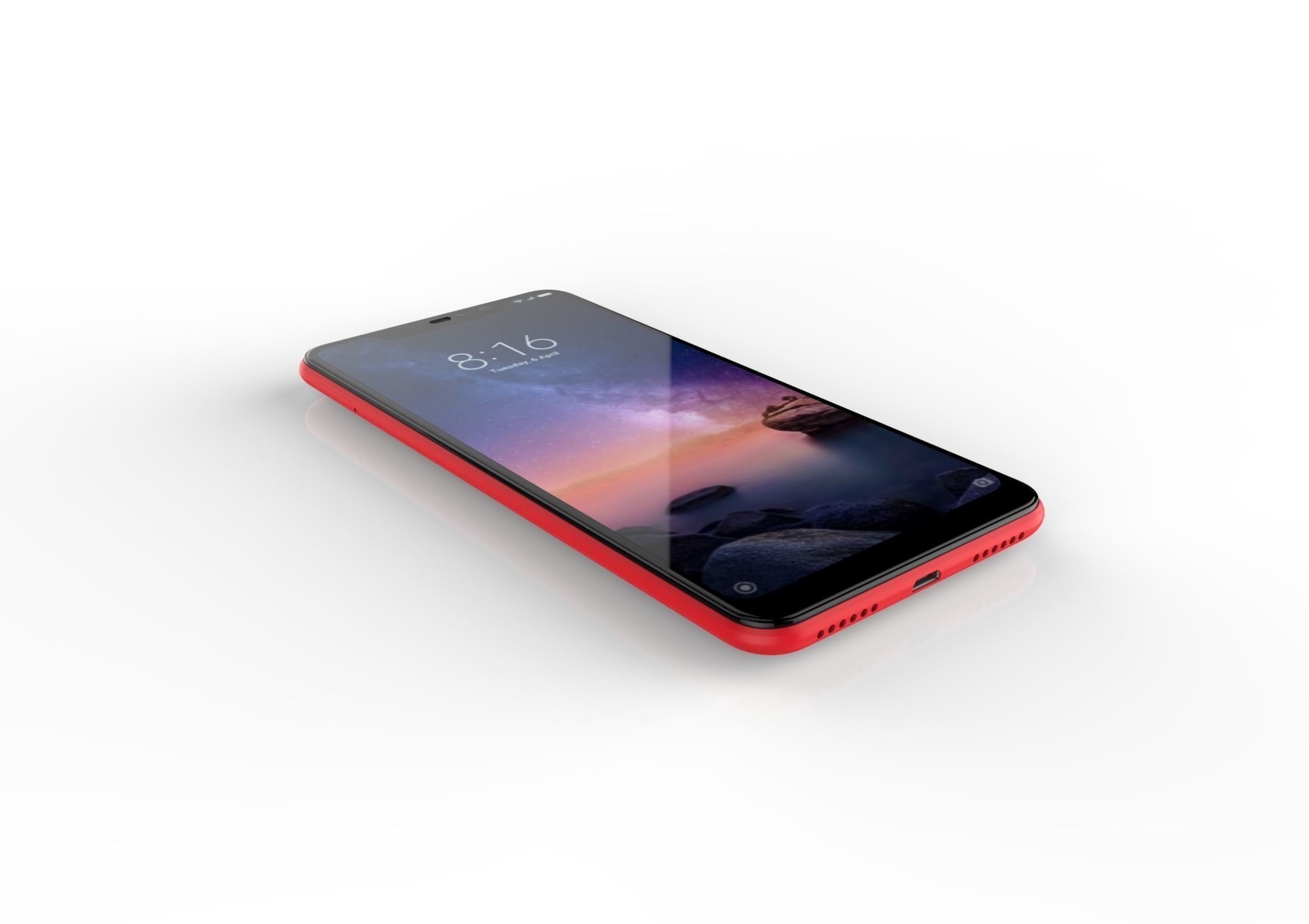 Xiaomi Redmi Note 6 Pro red phone 3D model 3D print model_3