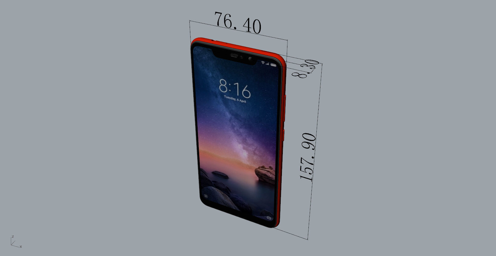 Xiaomi Redmi Note 6 Pro red phone 3D model 3D print model_9