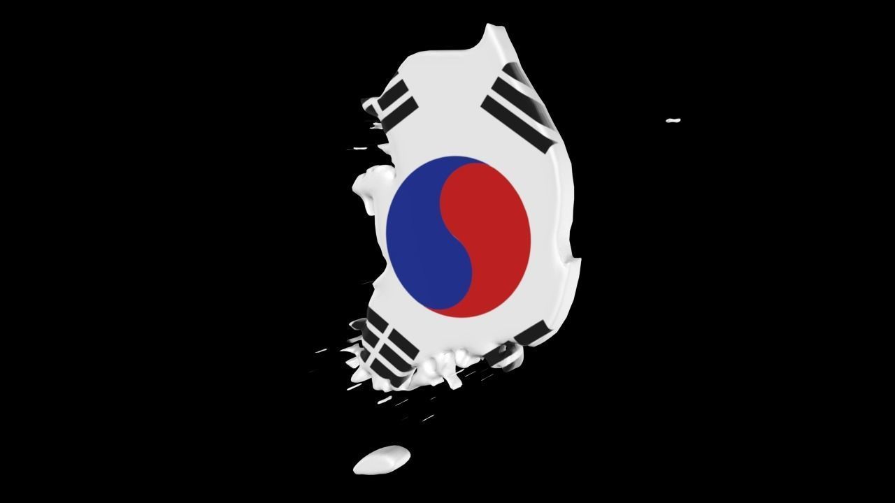 South Korea Map  Low-poly 3D model_1