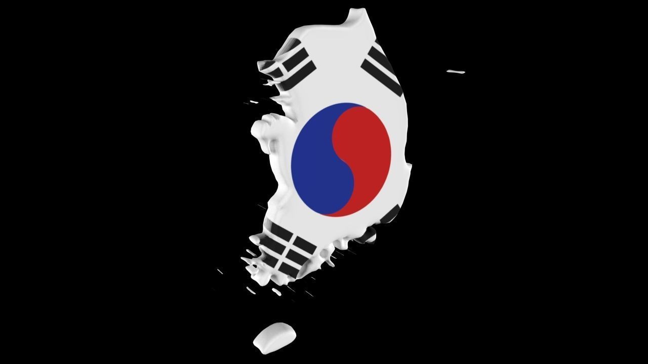South Korea Map  Low-poly 3D model_2