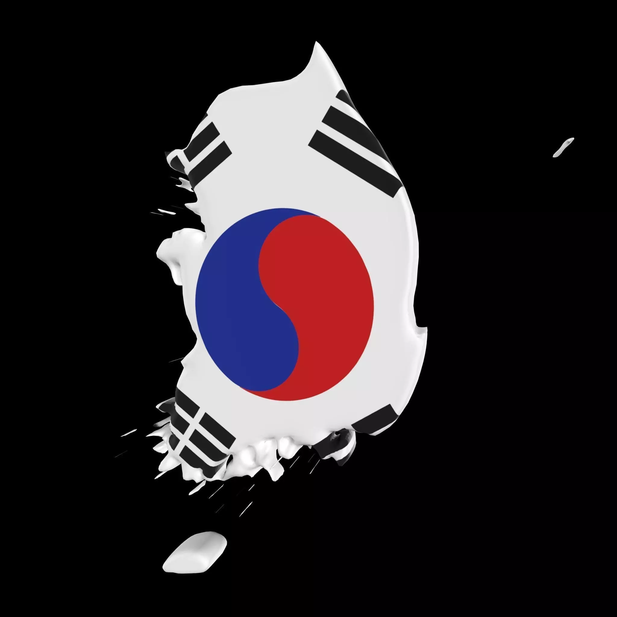 South Korea Map  Low-poly 3D model_0