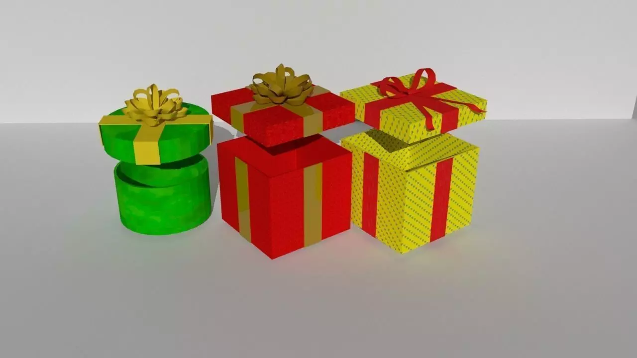 Gift christmas Low-poly 3D model_0