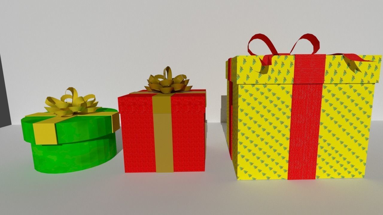 Gift christmas Low-poly 3D model_4