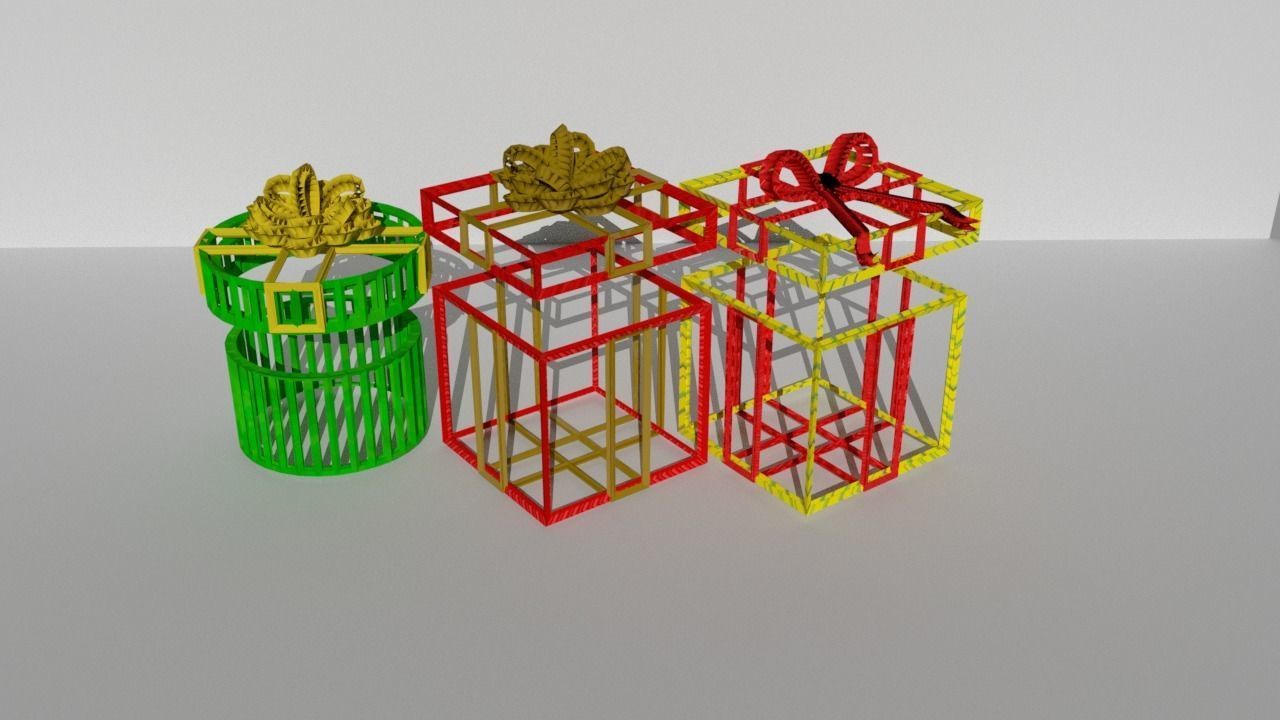 Gift christmas Low-poly 3D model_2