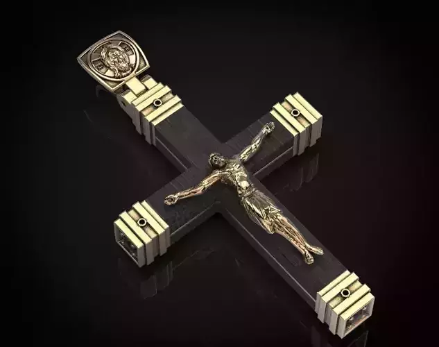 Stylish cross with wooden inserts 444