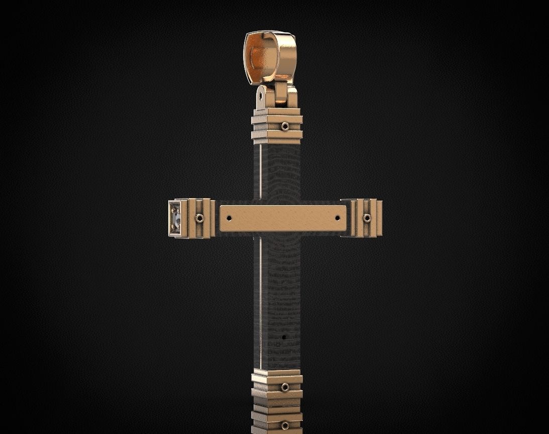 Stylish cross with wooden inserts 444 3D print model_8