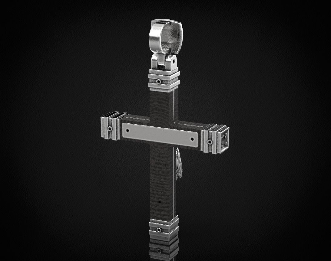 Stylish cross with wooden inserts 444 3D print model_12