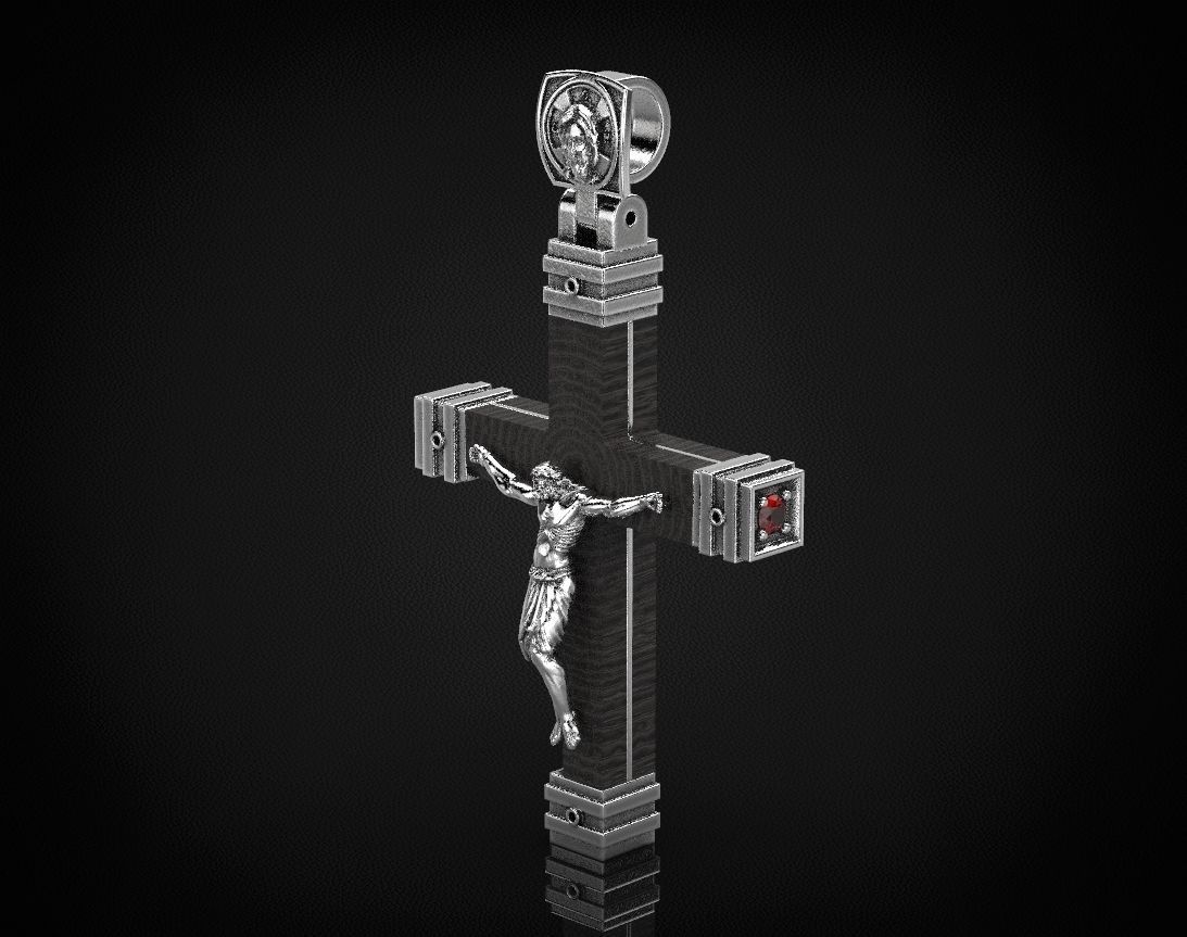 Stylish cross with wooden inserts 444 3D print model_13