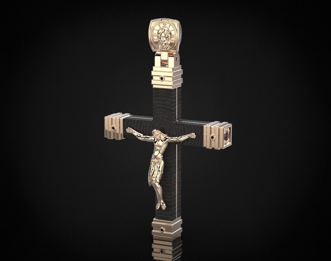 Stylish cross with wooden inserts 444 3D print model_14