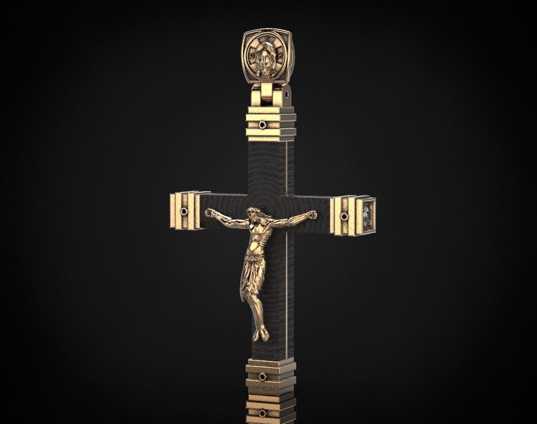 Stylish cross with wooden inserts 444 3D print model_9