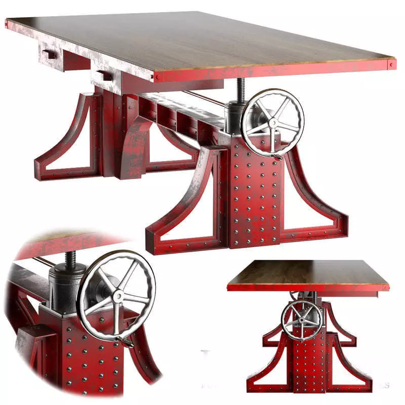 Large Desk Monika Idustrial 3D model_0