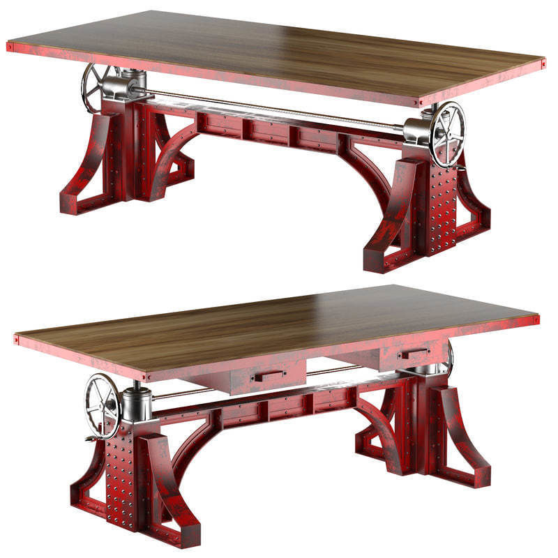 Large Desk Monika Idustrial 3D model_3