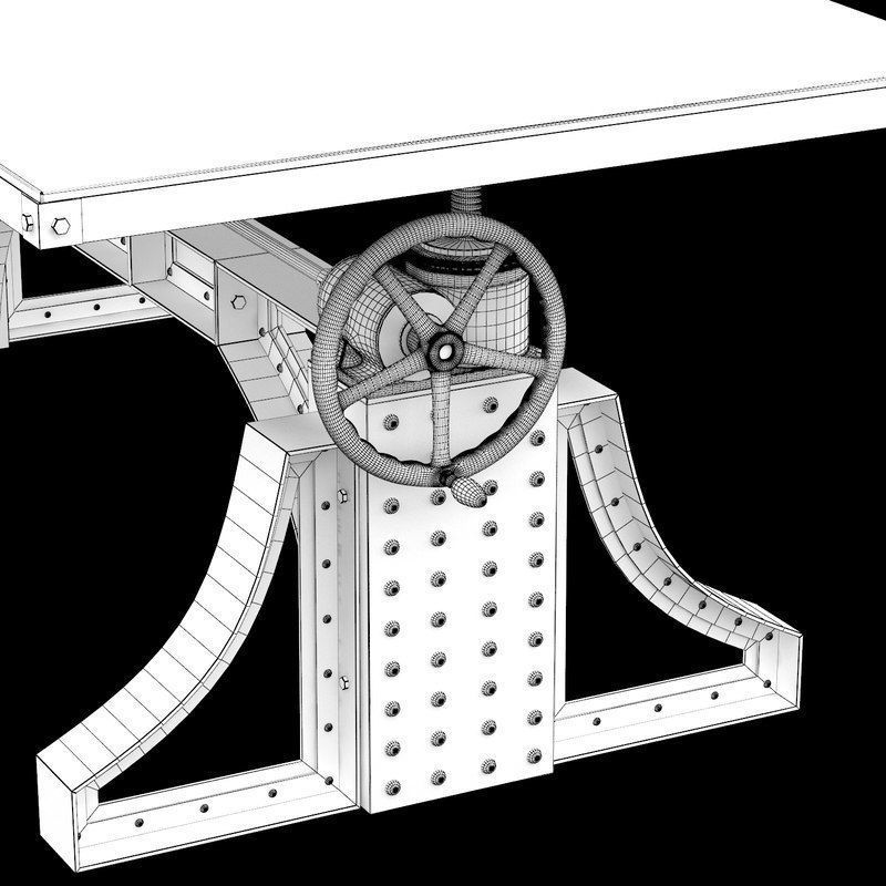 Large Desk Monika Idustrial 3D model_5
