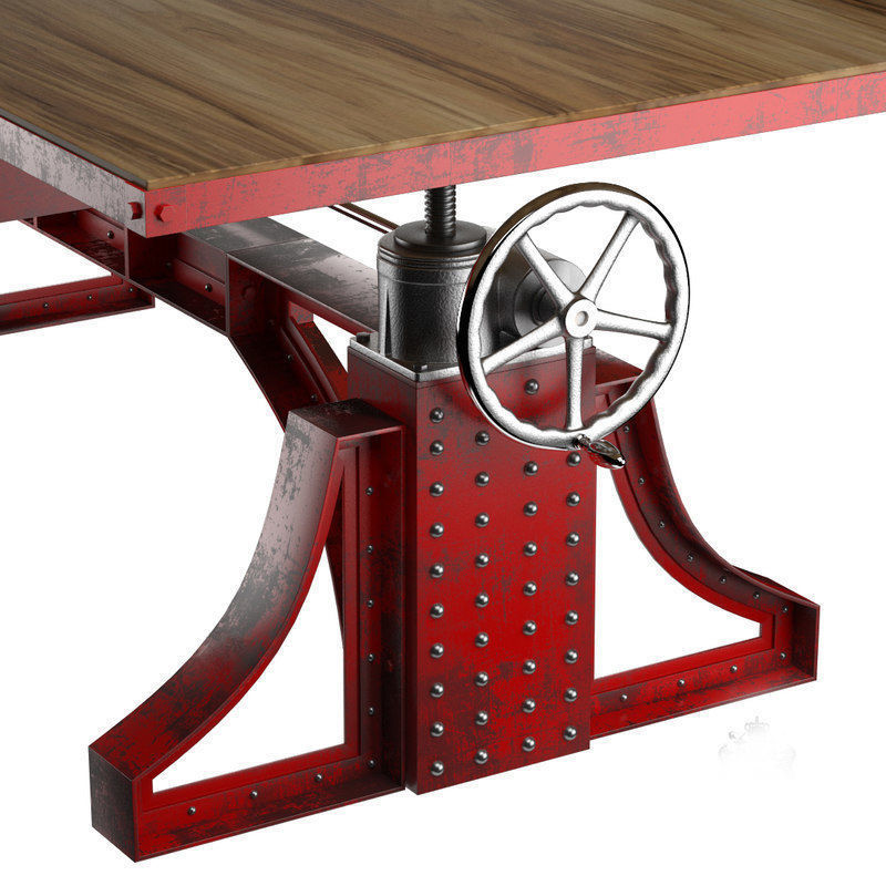 Large Desk Monika Idustrial 3D model_1