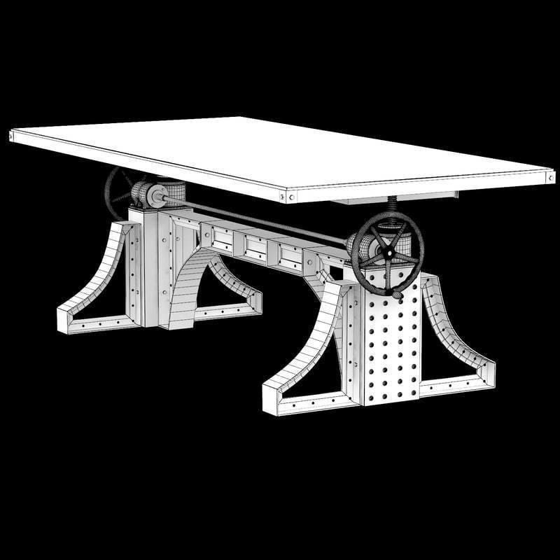 Large Desk Monika Idustrial 3D model_4