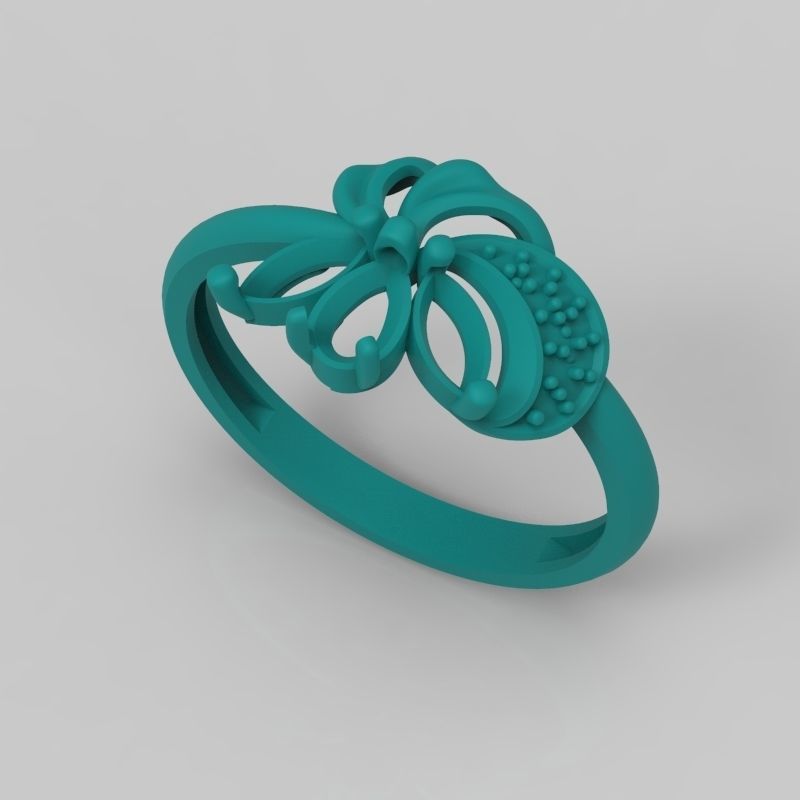 Women Ring Flower with gems and diamonds 3dm stl 3D print model 3D print model_25