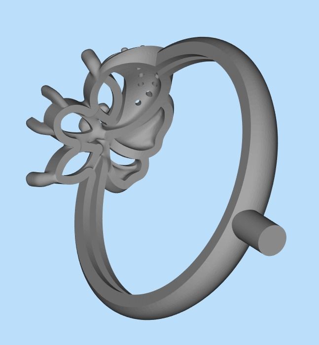 Women Ring Flower with gems and diamonds 3dm stl 3D print model 3D print model_18