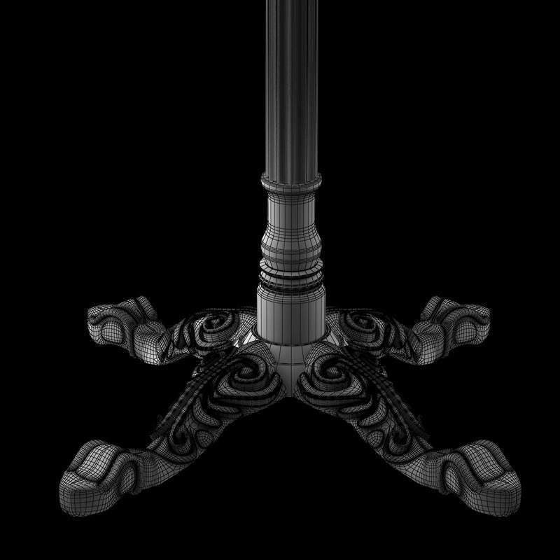 Cast Iron and Oak Restourant Table Square 3D model_6