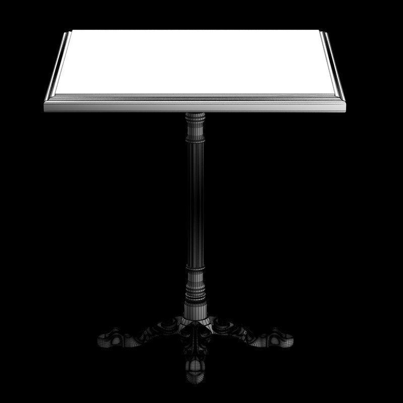 Cast Iron and Oak Restourant Table Square 3D model_5