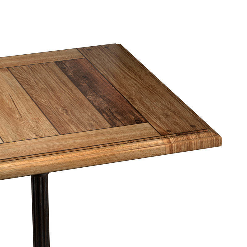Cast Iron and Oak Restourant Table Square 3D model_2