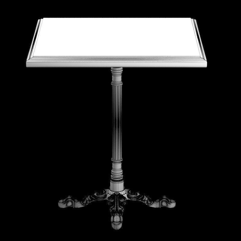 Cast Iron and Oak Restourant Table Square 3D model_4