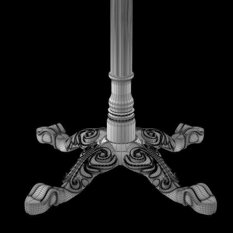 Cast Iron and Oak Restourant Table Square 3D model_7