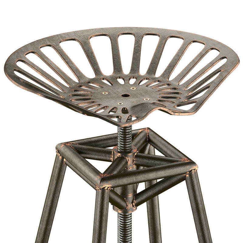 Charlie Industrial Metal Design Stool 3D model_1