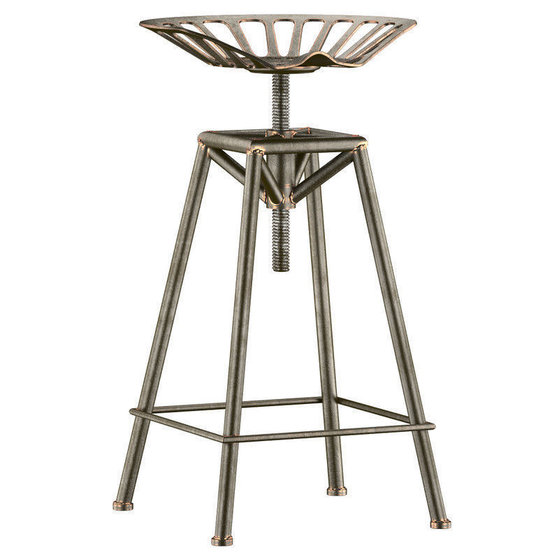 Charlie Industrial Metal Design Stool 3D model_3