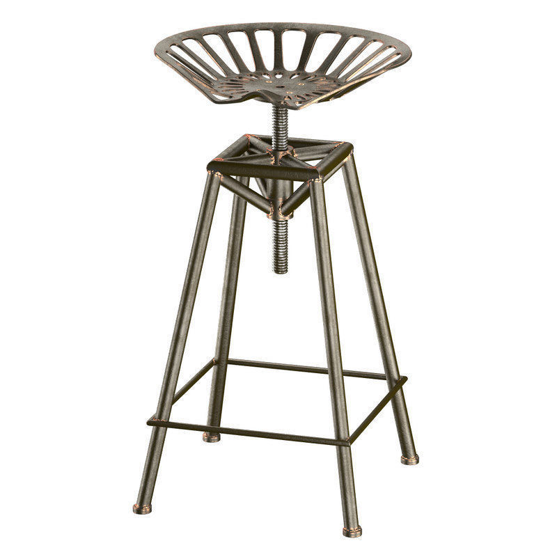Charlie Industrial Metal Design Stool 3D model_2